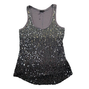 Express Sequin Tank Top Women's Size Small Purple Silver Ombre Sequin Front